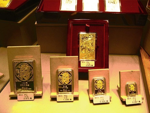 Lingotins d'or en Chine
